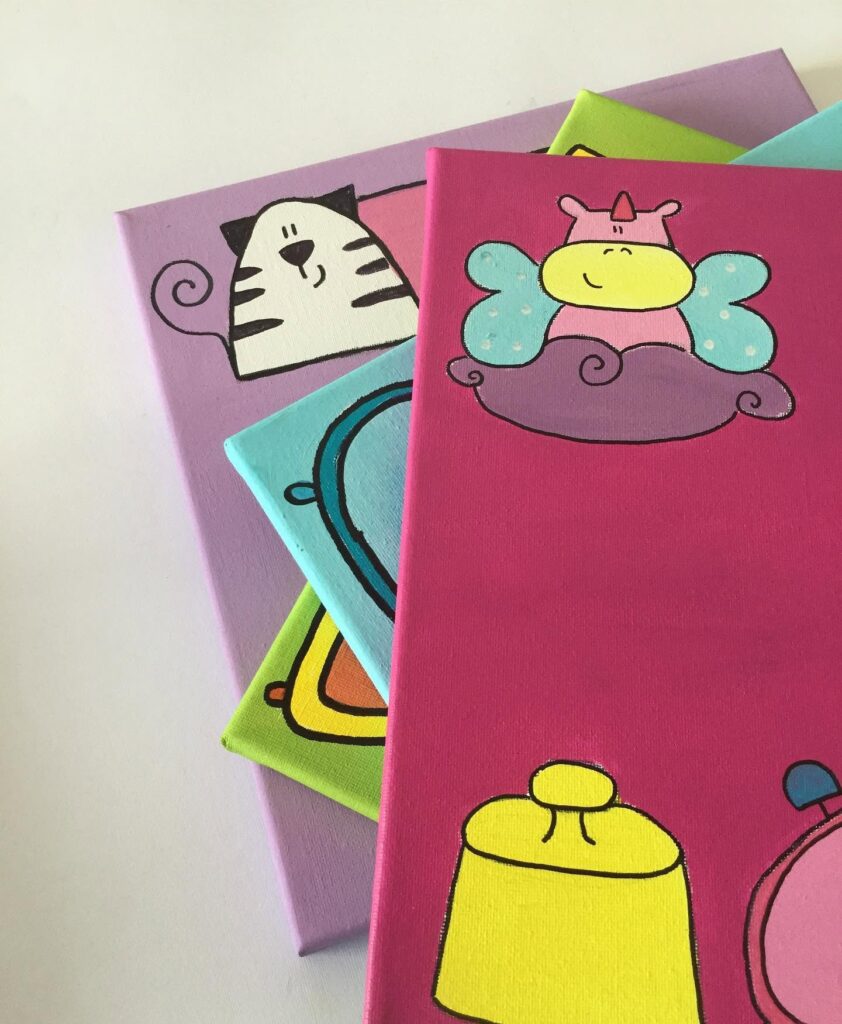 Dettaglio di un Quadro Nascita personalizzato con nome del bambino e illustrazione